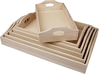 Creativ Company Houten Dienbladen Set 6 stuks l 29-44 cm