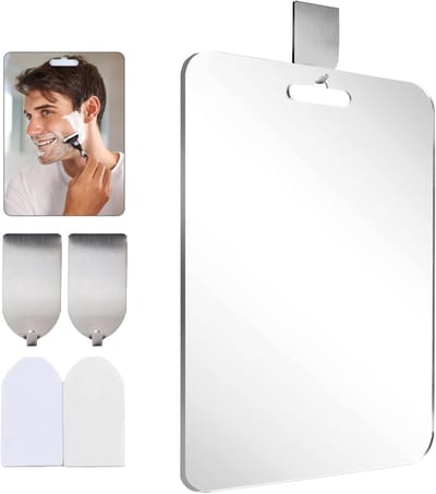 Douche Spiegel met Anti-Fog Coating, Acryl, 2 Zelfklevende Haken, Shatterproof, 25 x 18 cm, Ideaal voor Badkamer en Douchegebruik