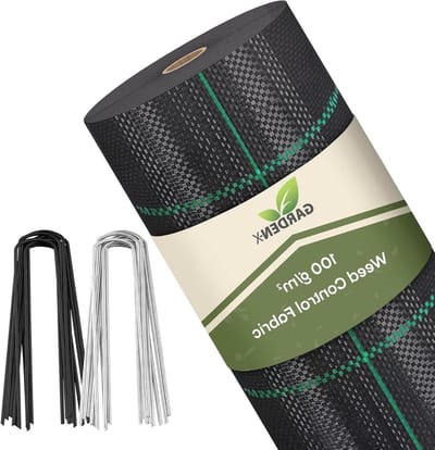 Onkruiddoek met ankers - Bodemdoek worteldoek - Tuinonderhoud voorkomen - Water en lucht doorlatend - 1.1 x 100 meter - Zwart