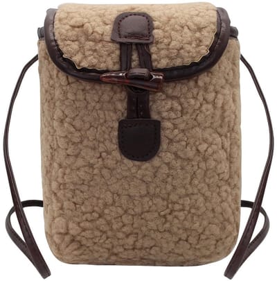 Dailygoods- Schoudertas Dames - Zacht Lamswol/PU Leer - Retro Telefoon Tas - 20 x 15 x 6 cm - Lichtgewicht 90 gr - Ideaal voor Reizen/Feesten - Handtas