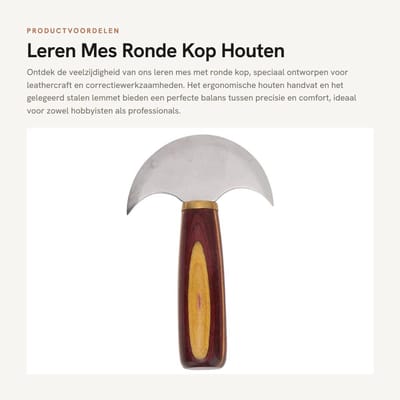 Dailygoods- Mes Ronde Kop - Houten Handvat - Staal - Ergonomisch - DIY - Perfect voor Snijden en Schillen - Snijmes