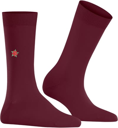 Burlington Brit Style gedessineerd katoen sokken dames rood - maat 36-41