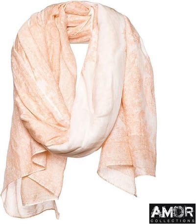 Sjaal zalm - zijde/katoen -Sjaal met bloemen print