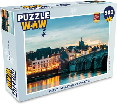 Puzzel Kerst - Maastricht - Water - Legpuzzel - Puzzel 500 stukjes - Kerst - Cadeau - Kerstcadeau voor mannen, vrouwen en kinderen