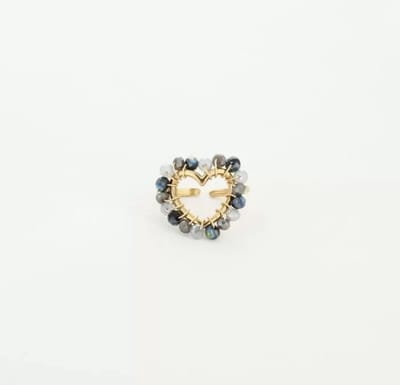 Michelle Bijou, ring, goud, kralen, black, hart, stainless steel