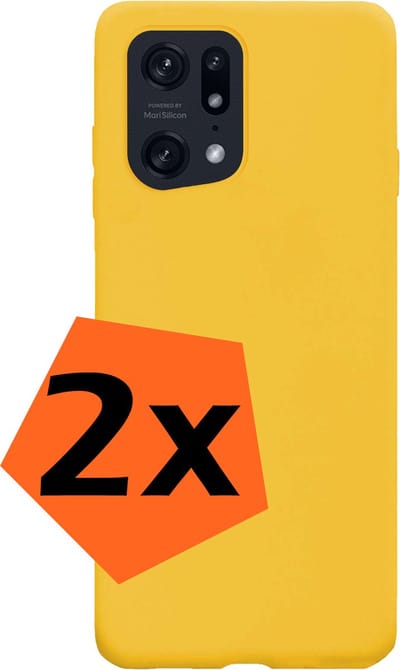 Hoes - 2 Stuks - Geschikt voor OPPO Find X5 - Sterk & Shockproof - Case Siliconen - Back Cover - Telefoon Hoes - Geel