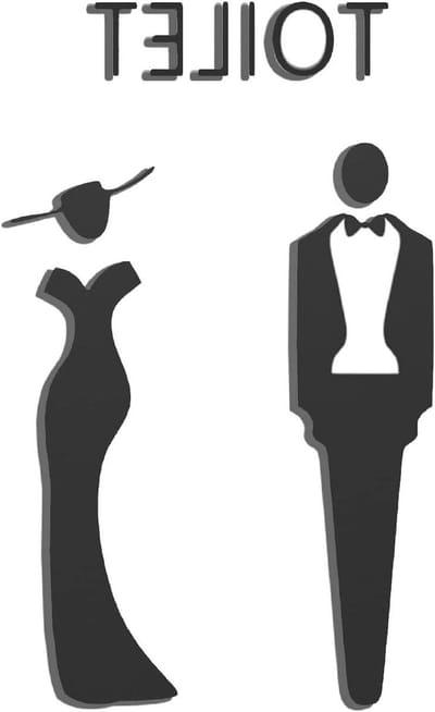 Ronte - Toilet Pictogram Mannen en Vrouwen Sticker Zwart - Badkamer Decoratie WC Tekens Heren Dames - Universeel Toiletbord met Opmerking Bord.