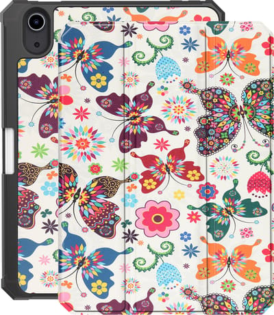 Hoes - Geschikt voor Apple iPad Mini 7 (2024) - 8.3 inch - 7e Generatie - Dun & Stevig - Trifold Bookcase - Hard Cover Case - Met Uitsparing Geschikt voor Apple Pencil - Hardcover Book - Tablet Hoesje - Vlinders