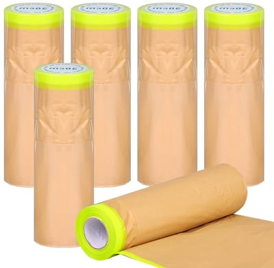 Set van 6 Stukken Beschermpapier voor Schilderen - 30 cm x 15 m, Ideaal voor Binnen en Renovaties, Met Plakstrips voor Eenvoudig Gebruik en Bescherming