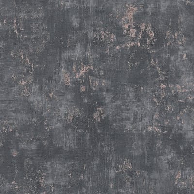Pleister-look behang Profhome 396703-GU vliesbehang hardvinyl warmdruk in reliëf gestructureerd met structuur en metalen accenten zwart parelmoer-lichtrood 5,33 m2