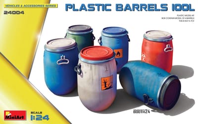 MiniArt Modelbouwpakket Diorama - 24004 Plastic Vaten/Drums 100 Liter - 6 Vaten voor Diorama Plastic - 1:24 - Modelbouw
