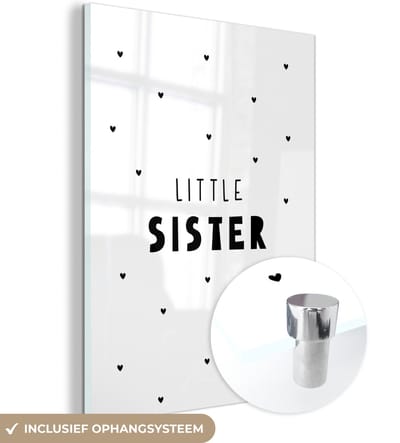 MuchoWow® Glasschilderij 120x160 cm - Schilderij acrylglas - Meisjes - Zusje - Little sister - Spreuken - Quotes - Foto op glas - Schilderijen