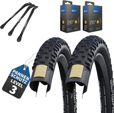 Fietsbanden Set - Banden met binnenband - Mountainbiken Trails - Noppenprofiel Stevige Grip - 26x2.10 Inch - Zwart