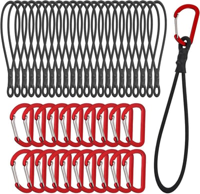 20 cm Elastische Touwen met Karabijnhaak voor Zeilen, Gordijnen en Bevestiging (Verpakking van 20)