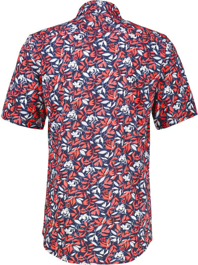 LERROS Overhemd met korte mouwen van 100% katoen, met bloemenprint , Maat: XXL , Kleur: VIVID RED , 100% katoen