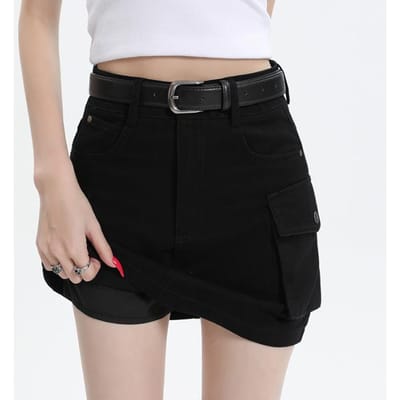 Hoge taille Werkrok voor Dames in de Lente Zakken Heuprok voor Dames in de Lente Rok voor Dames in de Zomer Slanke Korte Rok voor Dames in Lente Zomer XL beige