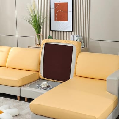 Waterdichte PU Bank Zacht Kussenhoes Sets Hoekbank Zitkussenhoes Elastisch Elastisch Luchtstoelhoes Bescherming Huisdierbezitters Beschermend 1 /2 /3 /4 Zits Normal Size (M)-1pc geel