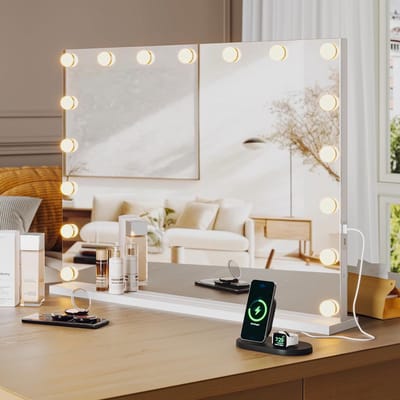 Grote Hollywood Make-up Spiegel met 17 Dimbare LED Lampen en 3 Kleurmodi - 81x60 cm