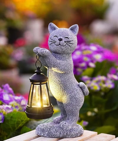Decoratieve Kattenlamp - Zonne-energie Verlichting - Tuin Balkon Decoratie - Automatische Verlichting - Bruin