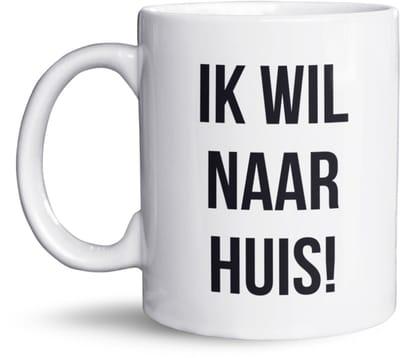 NietMokken.nl - Mok – IK WIL NAAR HUIS – Grappige koffiemok voor collega’s – Leuk als cadeau – Humor op kantoor – 325ml – Keramiek – Aan beide zijden bedrukt