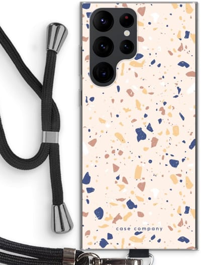 Case Company® - Hoesje met koord geschikt voor Samsung Galaxy S22 Ultra hoesje met Koord - Terrazzo N°23 - Telefoonhoesje met Zwart Koord - Bescherming aan alle Kanten en Over de Schermrand