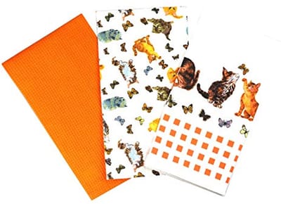 Katoenen Theedoeken Set voor Kattenliefhebbers - 3 Stuks 45x65 cm