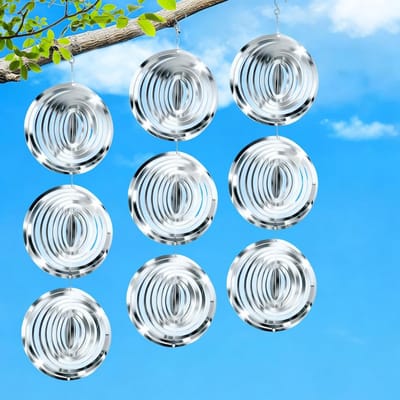 Decoratief windspel voor vogelafweer - 3 stuks roestvrijstalen schijven met 3D-reflectie, weerbestendig en ideaal voor dak, balkon en terras
