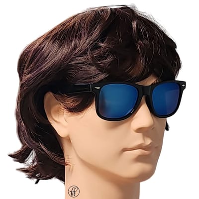 Fako Fashion - Zwarte Zonnebril Met Blauwe Spiegelglazen -Zonnebril Classic Polarised - Polariserend - Gepolariseerd - Heren Zonnebril - Dames Zonnebril - Zwart - Blauw Spiegel