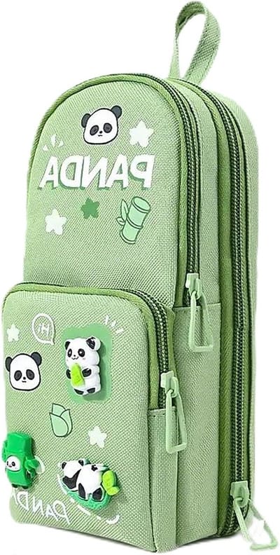 Pennenetui met Patroon - Grote Etui - School Kantoor - Grote Capaciteit - 21 x 10 cm - Lichtgroen