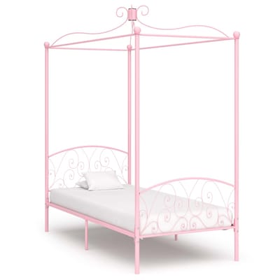 vidaXL - Hemelbedframe - metaal - roze - 100x200 - cm
