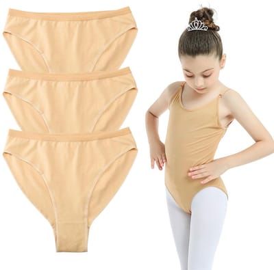 Dailygoods- Dansondergoed 3 Stuks - Slipje met Hoge Snit - Middelhoge Taille - Ballet/Gymnastiek - Voor Meisjes 10-12 Jaar - Comfortabel en Ademend - Dansbroek