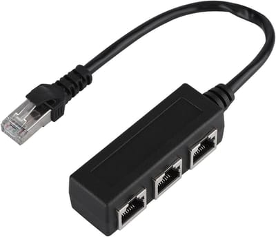 Ethernet Splitter Kabel - LAN Adapter - Netwerk Uitbreiding - Signaal Bescherming - 4 Poorten - Zwart