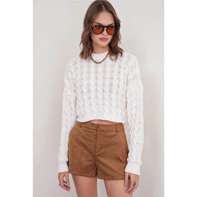 Cable Knit Patroon Crew Neck Trui
