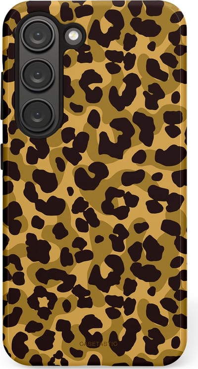 Casetastic hoesje geschikt voor Samsung Galaxy S23 - Dubbellaagse bescherming - Jungle Panter - Fashion Case - Zwart Crème Beige