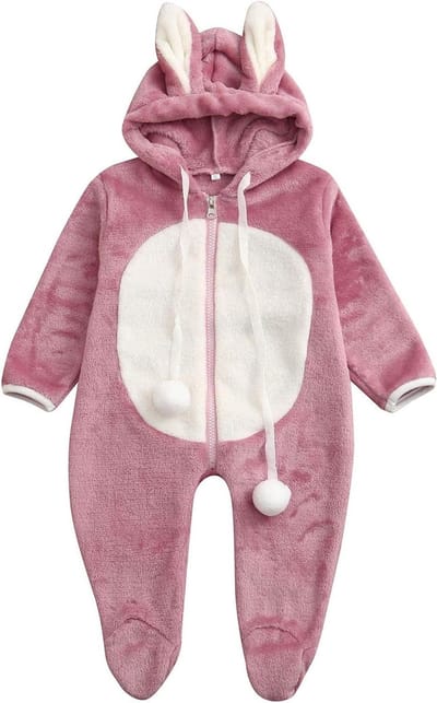 Babyromper met capuchon - Baby winterpak - Warmte en comfort - Zachte fleece stof - 0-6 maanden - Lila