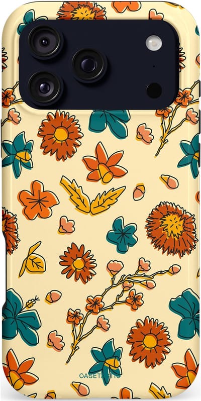 Casetastic hoesje geschikt voor Apple iPhone 17 Pro Max - MagSafe - Dubbellaagse bescherming - Boranisch veld - Fashion Case - Crème Terracotta Okergeel