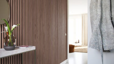 Barnwoodweb Akoestisch Paneel Walnut – 260 × 56 × 1,8 cm - Warm Hout Geluidsabsorberend Wandpaneel