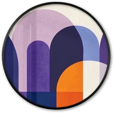 Poster in lijst Rond - Fotolijst 60x60 cm - Posters - Vormen - Abstract - Grafisch - Oranje - Ronde posterlijst zwart - Decoratie - Wanddecoratie woonkamer - Muurdecoratie slaapkamer