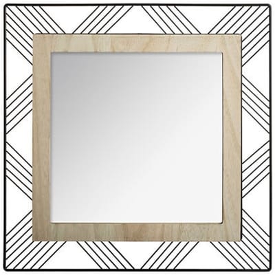Atmosphera vierkante wandspiegel bohemian - met ophanghaak - zwart - metaal/mdf/glas - Dia 45cm
