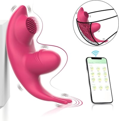 Oneay Draagbare vibrator, app-gestuurde vibrator, seksspeeltje voor volwassenen, versie voor stellen, specifiek voor vrouwen, clitoris mini-vlindervibrator, vaginale stimulator met tonglikfunctie.