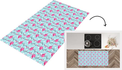 Keukenloper - Loper keuken - Flamingo - Stippen - Dieren - Patroon - 120x60 cm - Keukenloper vinyl