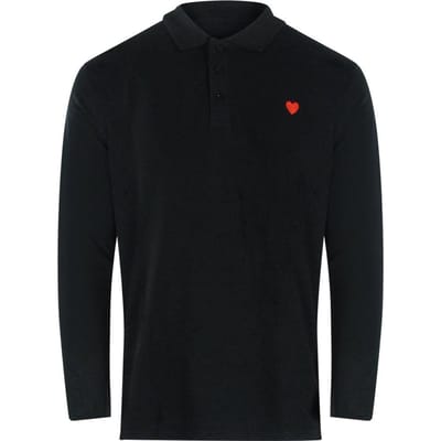 Love Moschino Heren Hart Katoenen Poloshirt Met Lange Mouwen (Zwart)