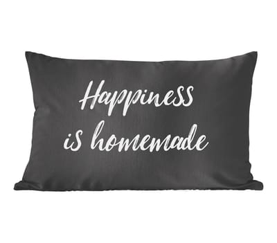 Sierkussens - Kussentjes Woonkamer - 50x30 cm - Quotes - Spreuken - Happiness is homemade - Geluk