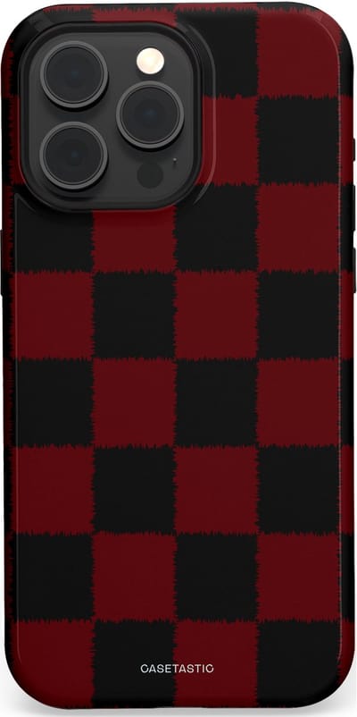 Casetastic hoesje geschikt voor Apple iPhone 15 Pro Max - MagSafe - Dubbellaagse bescherming - De Houthakker - Fashion Case - Zwart Bordeaux