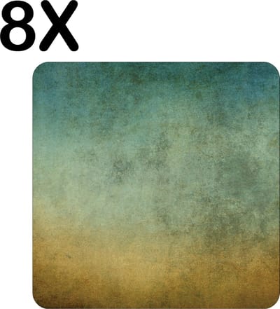Luxe Placemat - Blauw met Beige Muur - Achtergrond - Set van 8 Placemats - 50x50 cm - 2 mm dik Vinyl - Anti Slip - Afneembaar