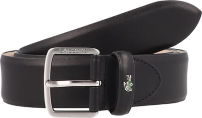 LACOSTE Leren riem Elegance 35 Flat Raw Edge Belt W95 Noir zwart