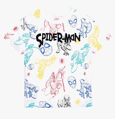 Marvel Spiderman T-Shirt - Wit/Multi - Katoen - Maat 98 - 3 Jaar
