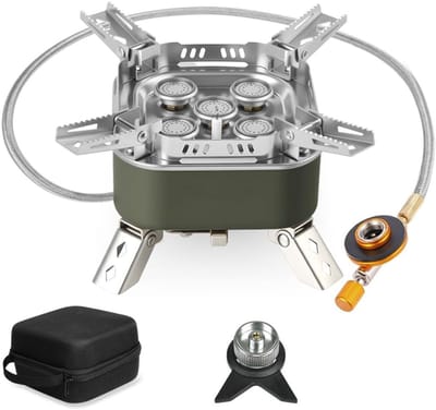 CLVP® Wokbrander - Kookbrander - Wok Brander - Met Slang en Regelaar - Propaan/Gas - Voor Buiten – Camping Kooktoestel Wind Proof – Groen