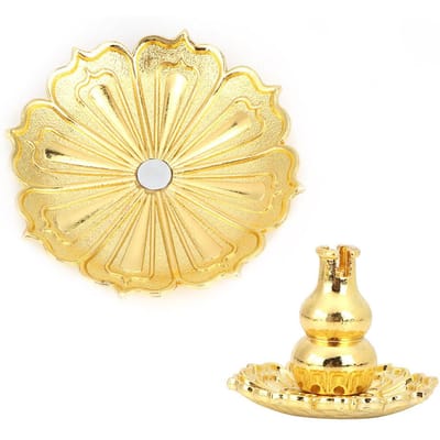 Mini Koperlegering Bloemvorm Wierookstok Standaard Basis Houder Huisdecoratie(gouden) beige