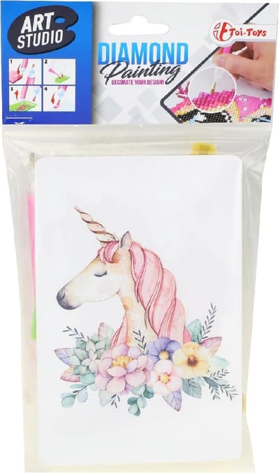 Toi-toys Knutselset Diamond Painting Eenhoorn Bloemen 15 X 10 Cm